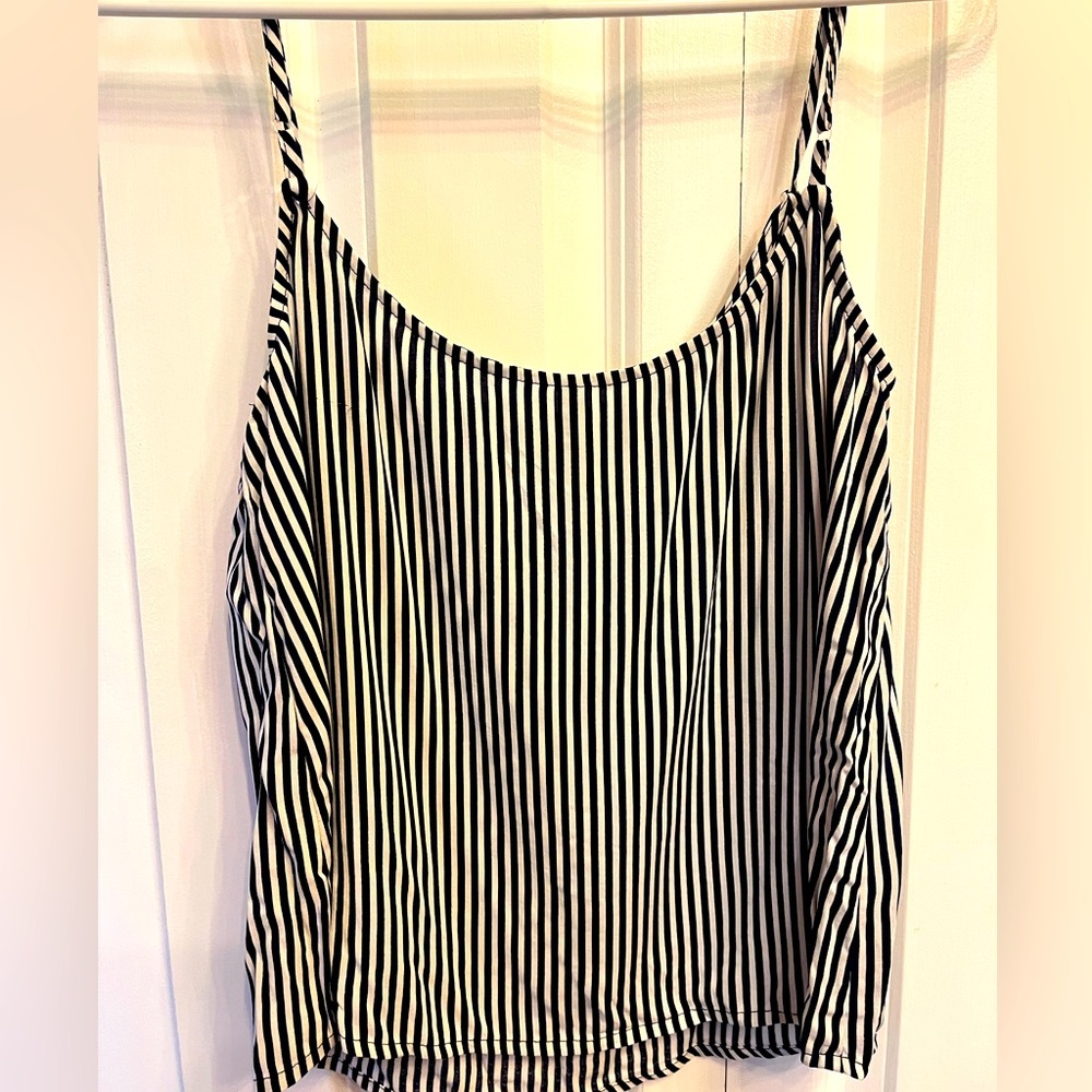 H&M navy blue and white striped XS cami tank